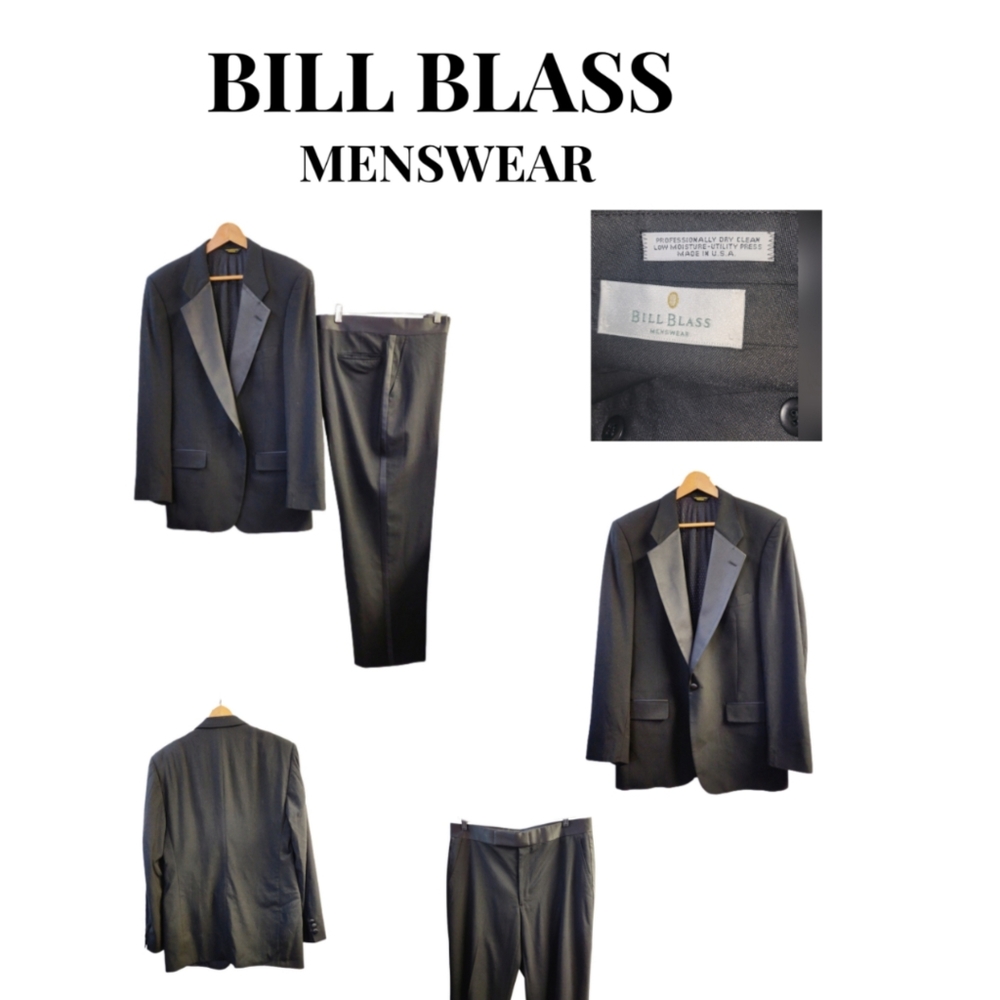 VINTAGE BILL BLASS MENSWEAR BLACK 100% PURE WOOL TUXEDO